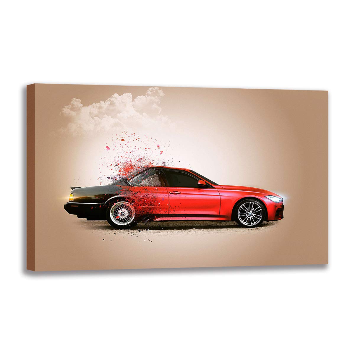 Toile imprimée voiture de sport rouge pour une décoration de salon moderne et dynamique