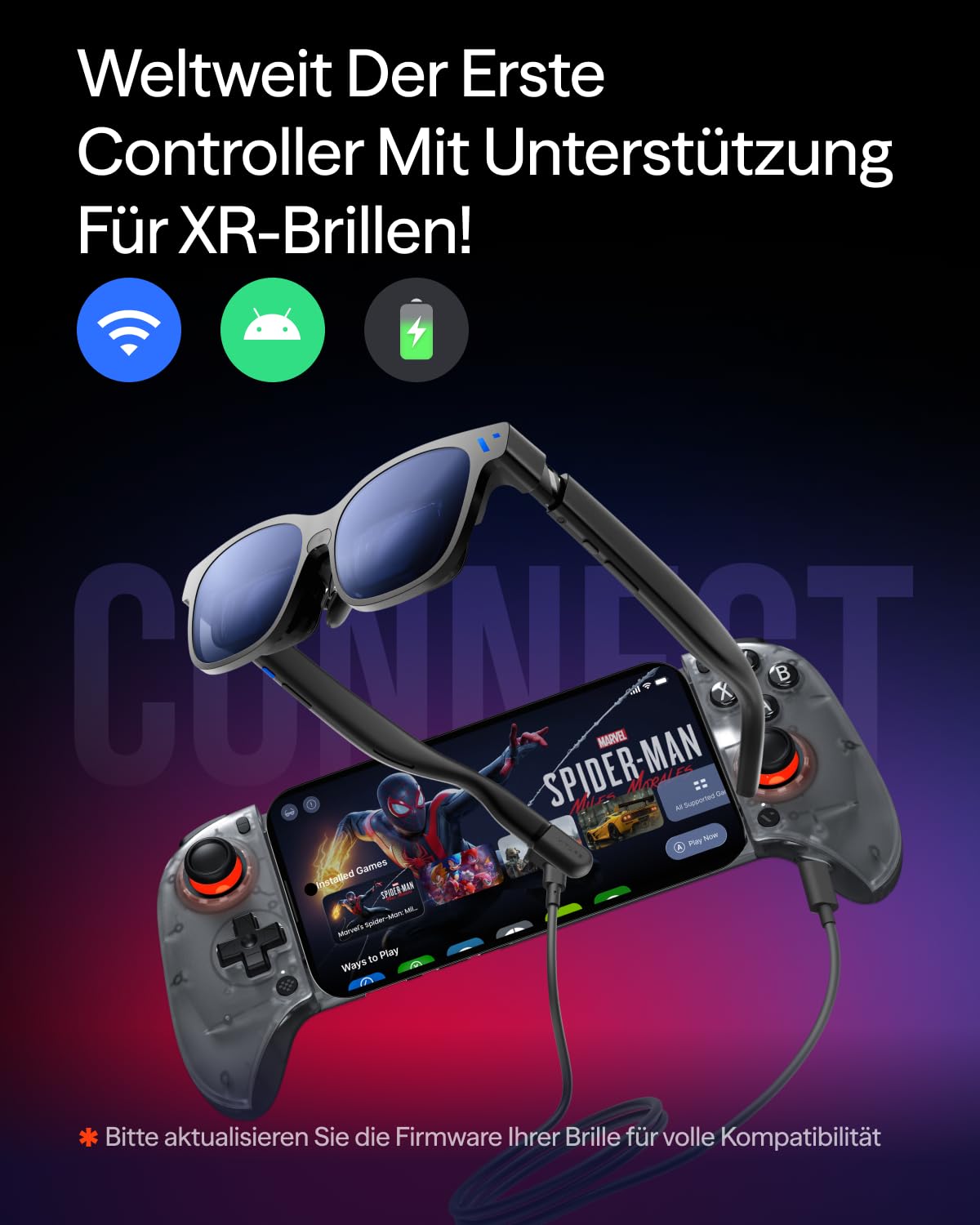VITURE x 8BitDo Ultimativer Mobile Gaming Controller - Weltneuheit für XR-Brillen | USB-C Anschluss für minimale Latenz, Hall-Effekt-Sticks, Aufladen während des Spielens, Pro Performance für Android