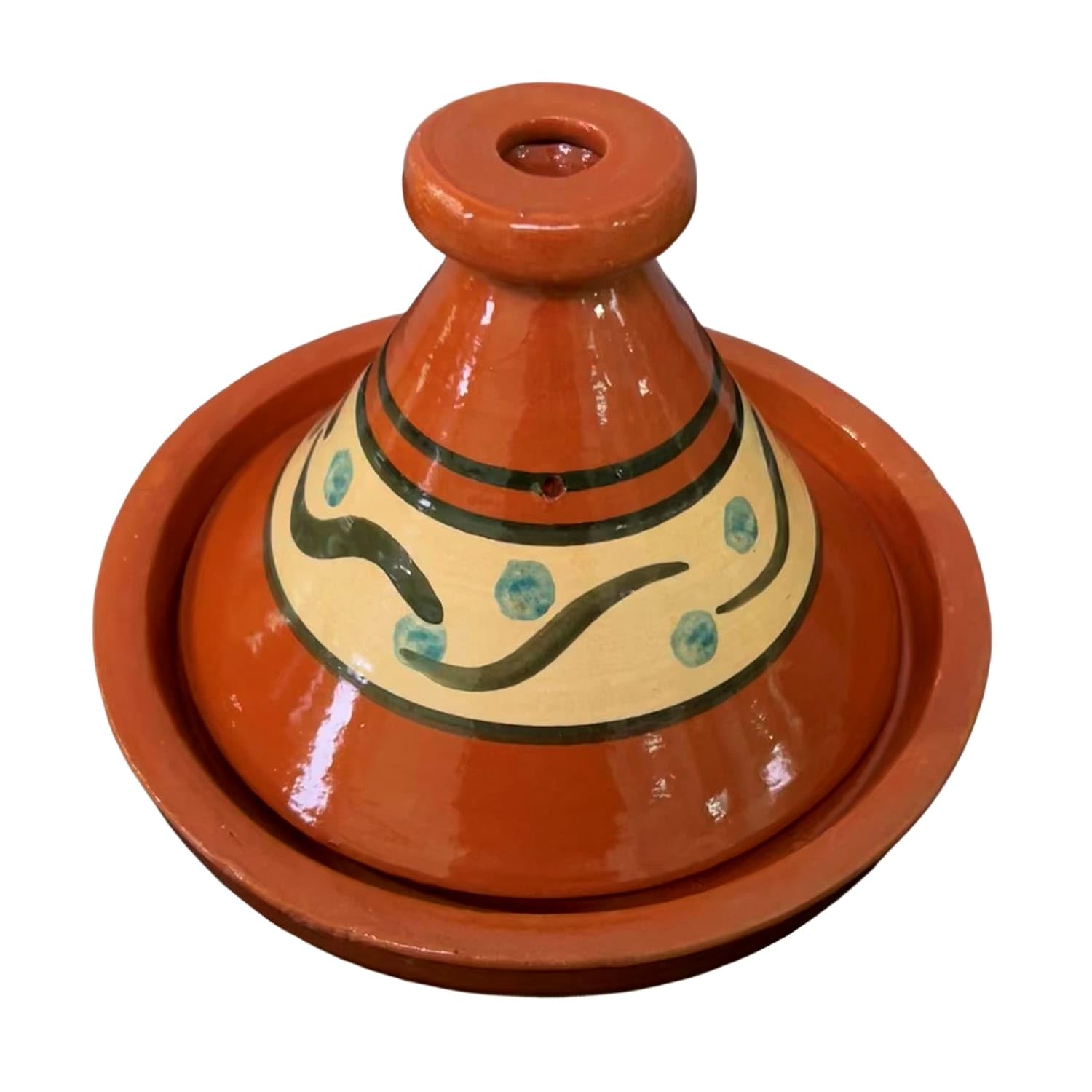 Tajine Pentola Terracotta Piatto Etnico Dipinta a Mano Tradizionale Marocchina Tunisina M 22cm 1811251100 E-Book Omaggio