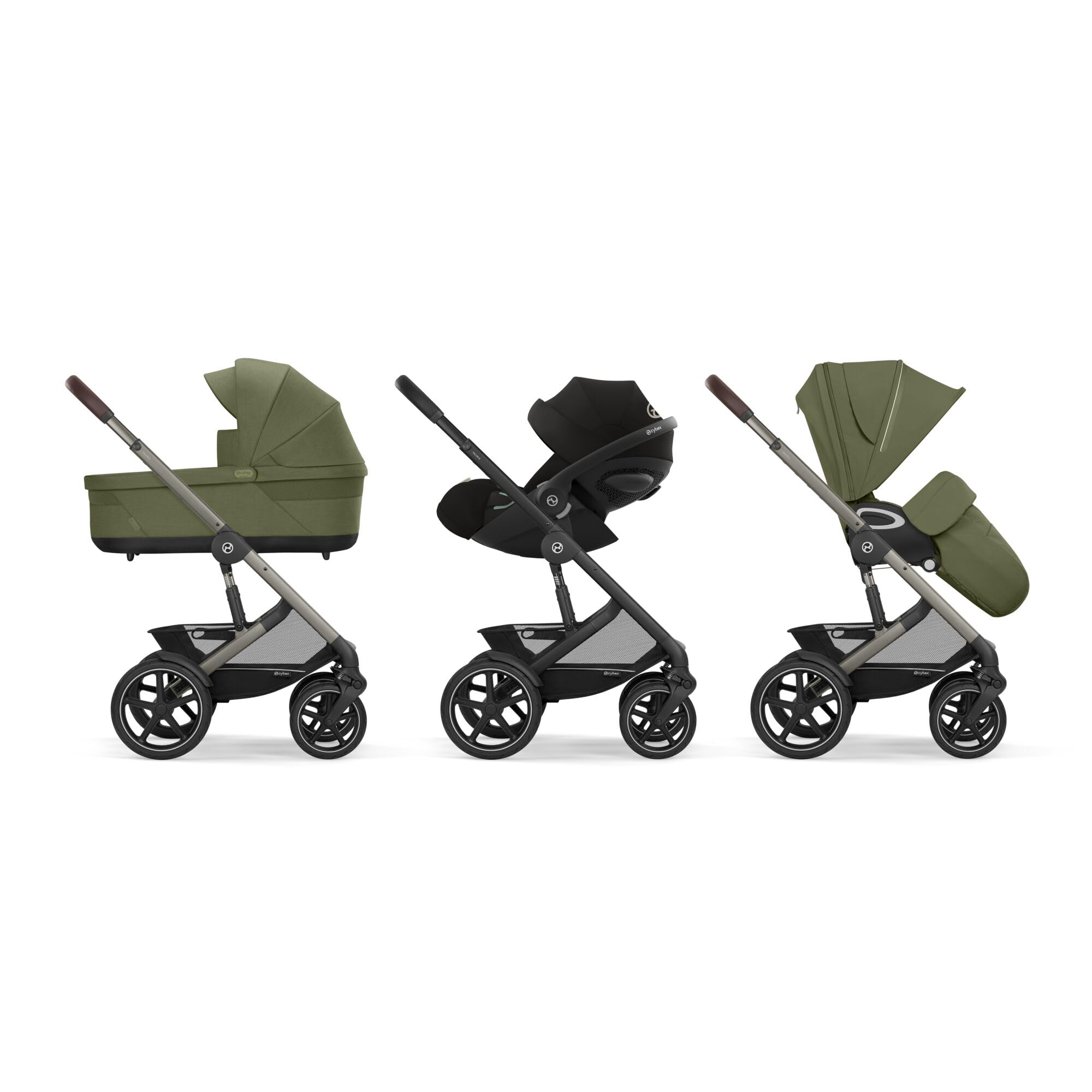 CYBEX Gold TALOS S LUX Kinderwagen, Ab Geburt bis 22 kg, Mit Offroad-Federung, verstellbarem Griff, ergonomischer Liegeposition, Moss Green
