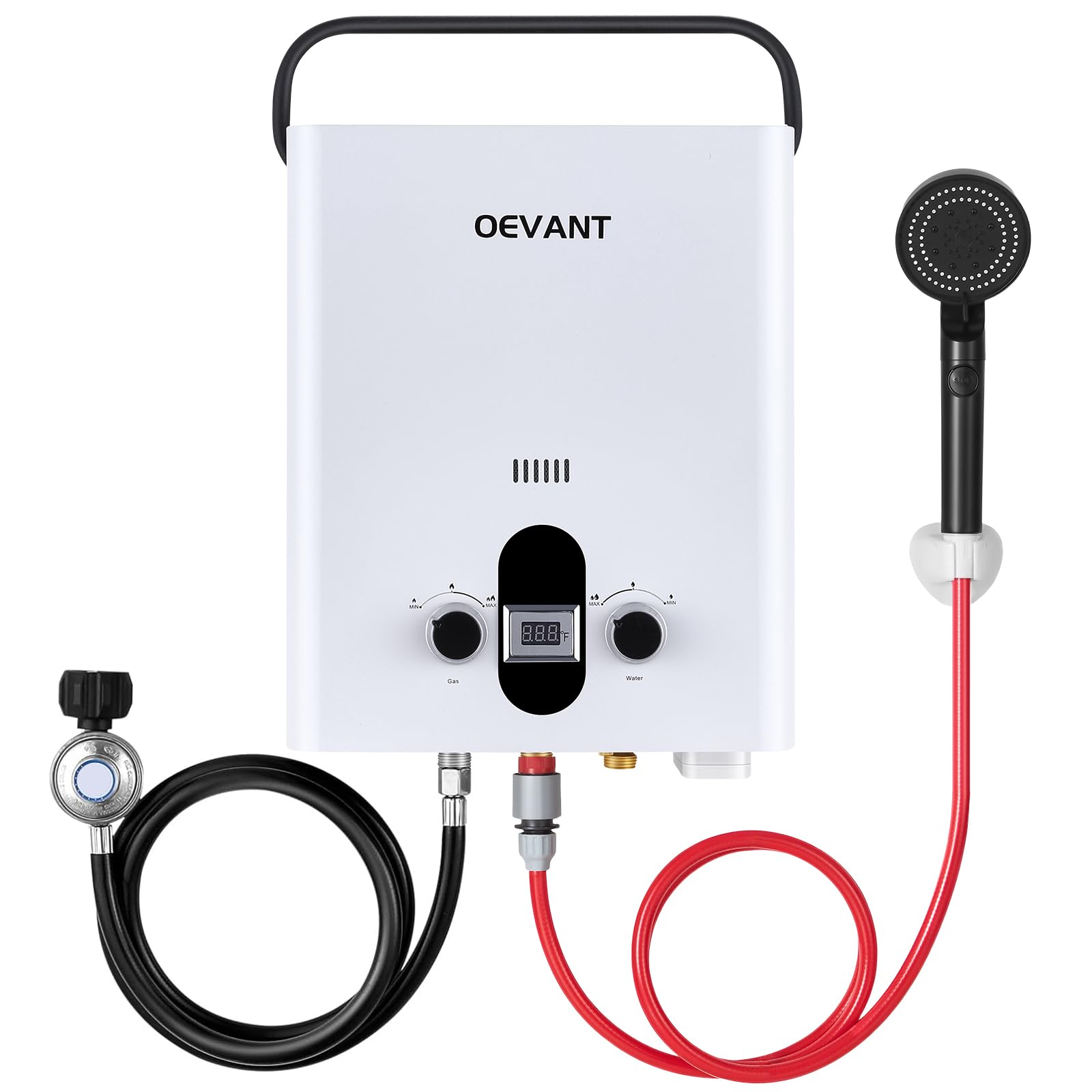 Propane Tankless Water Heater, 1.32 GPM, 34,000 BTU Portable Water Heater with Overheating Protection, Update Screw-free Back Shell, Instant Hot Water for RV Camping, Outdoor Shower (WHITE)