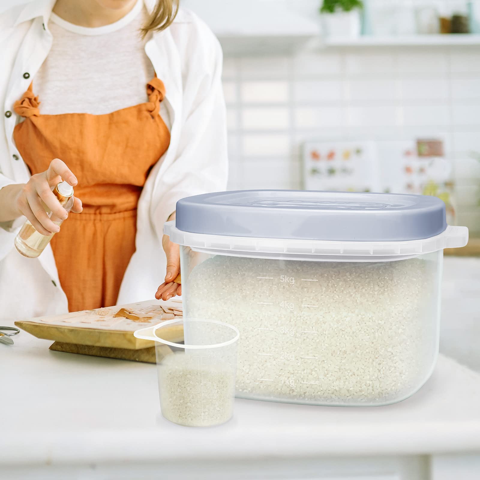 Distributeur De Riz Pour Cuisine - Seau Hermétique - Distributeur De Riz - Avec Couvercle À