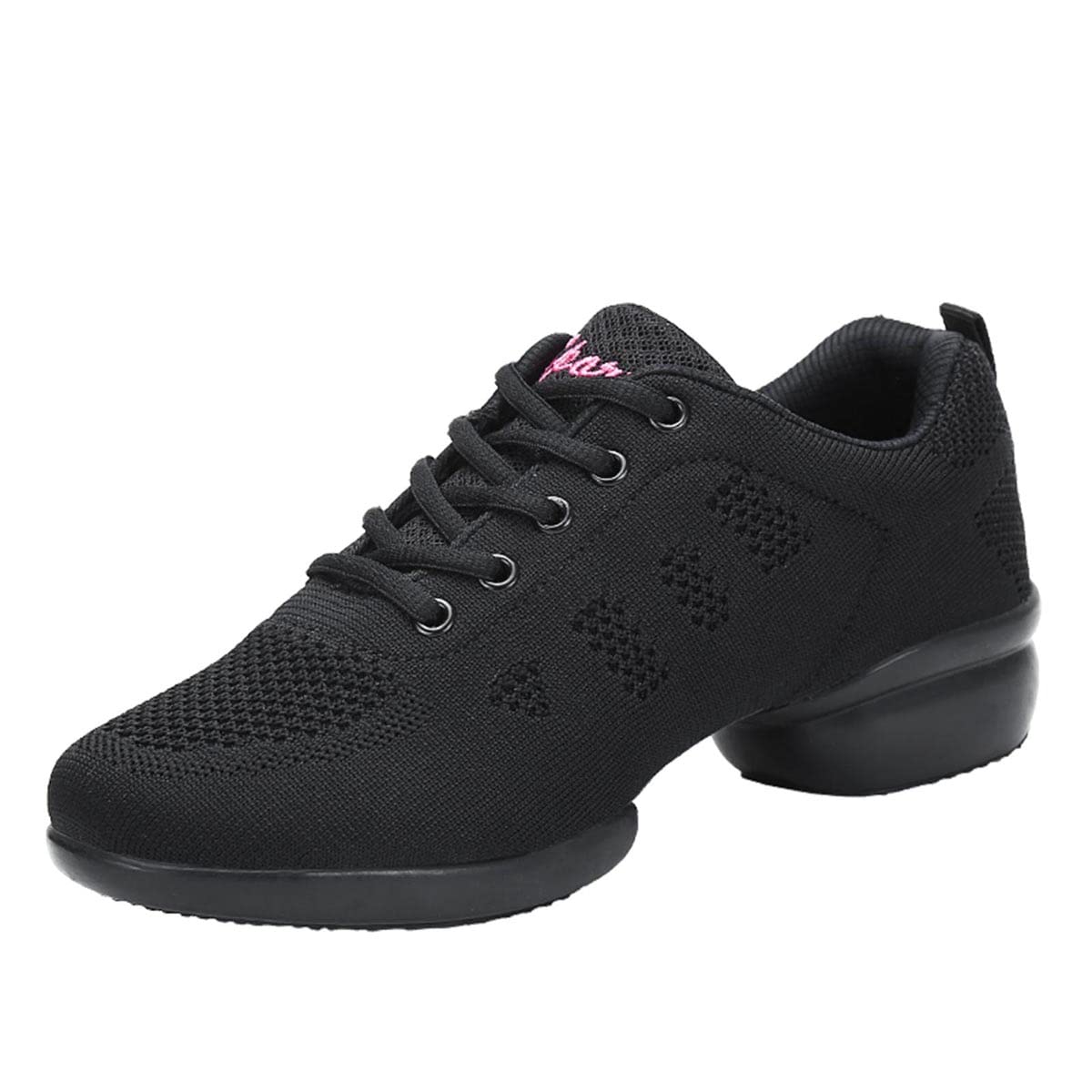 Scarpe da ginnastica da donna, da danza, jazz, con lacci, leggere, traspiranti, con plateau