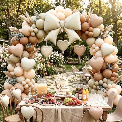 Image of 12 Pcs 18 Inch Heart Balloons and 38 Inch Bow Balloons, Large Foil Bow Heart Balloon Bow Party Decorations for Birthday Baby Shower Valentines Wedding Party