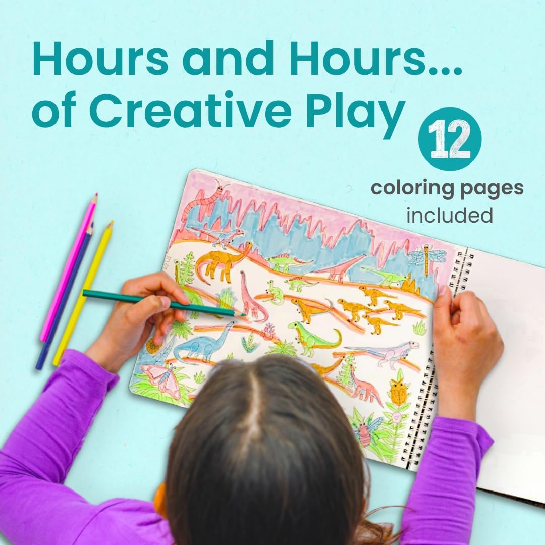 Cupkin Dinosaur Sticker Book Activity for Kids, Toddler Airplane Travel Essentials, 500+ Dino Stickers for Kids + 12 Scenes + 12 Coloring Book Pages, Dinosaur Lover Gift, Crafts Ages 2-8 - Image 4