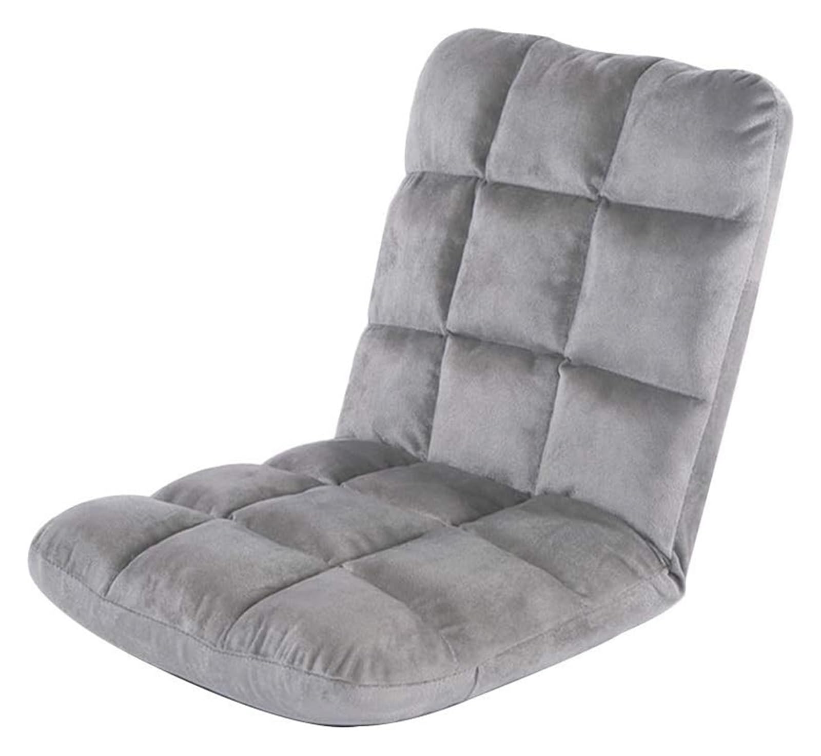 Silla de suelo plegable ajustable, sofá perezoso extraíble y lavable, asiento de meditación de 5 posiciones, tela gruesa de pelo corto, cómoda tumbona gris
