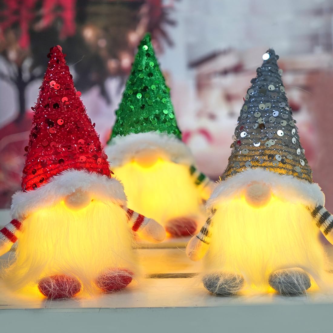 3 Piezas Gnomos Navideños, Muñecos De Navidad con Luces, Gnomos y Duendes, Nomos De Navidad, Elfo Navidad Luz para Decoración Navideña, Adornos Navideños para Casa