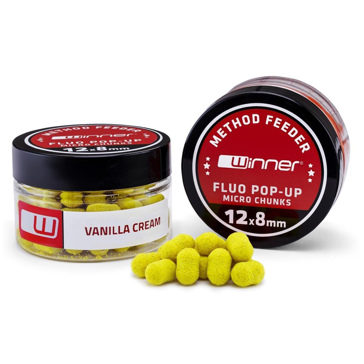 Tandem Baits Method Feeder Fluo Pop-up Micro Chunks 20g Vanilla Cream Carp Bait Carp Fishing Bait for Big Fish Fishing Carp Accessories for Professionals & Hobby Anglers