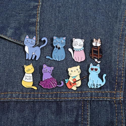 Image of Cute Enamel Pins for Backpacks - Cartoon Lapel Pins - Purple Cat Anime brooch pins for Women Charming