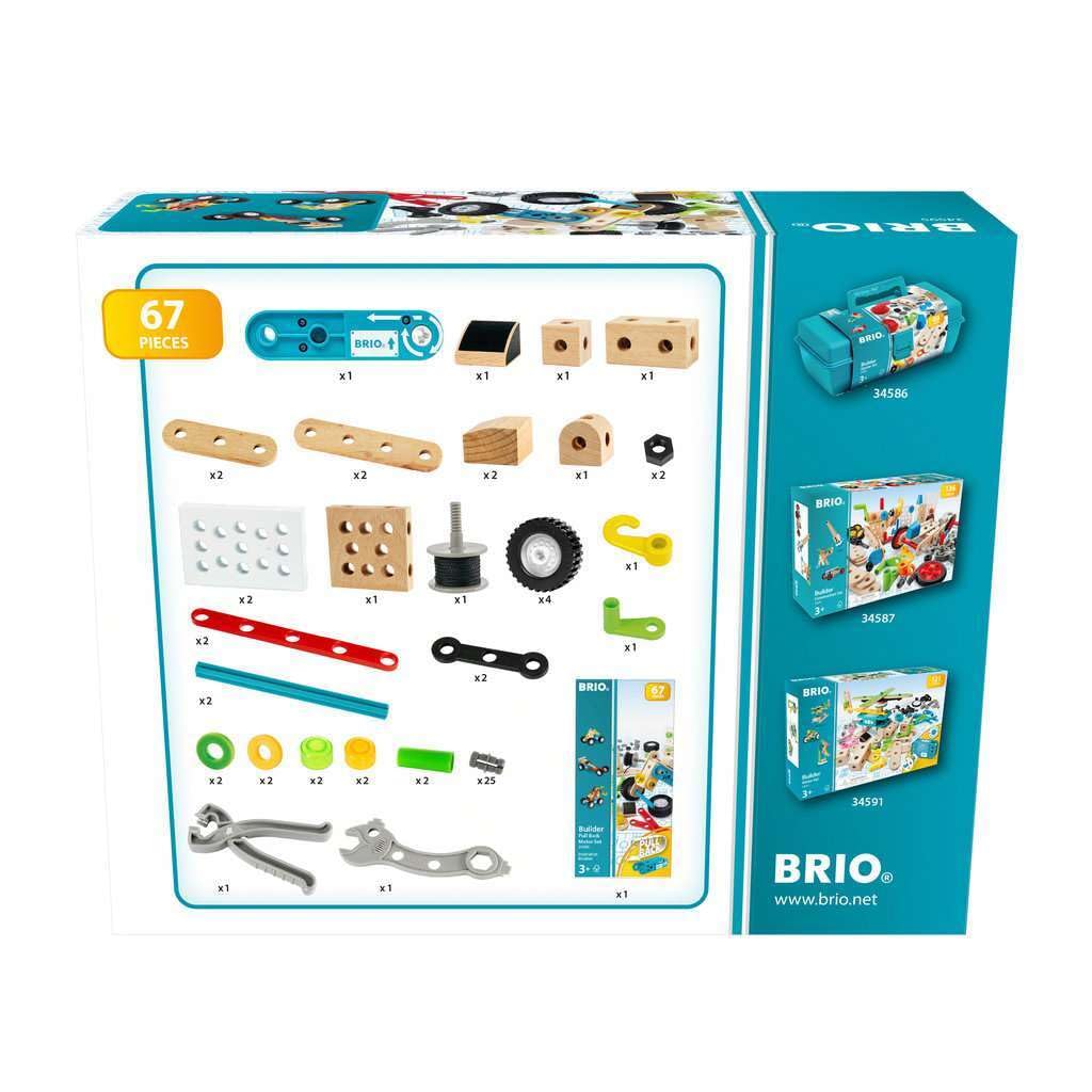 BRIO - Set juego de construcción con motor de retrofricción, BRIO Builder, edad recomendada 3+ (34595) | Set de construcción BRIO Builder con motor de retrofricción, recomendado desde 3 años, para ensamblar sus piezas paso a paso.