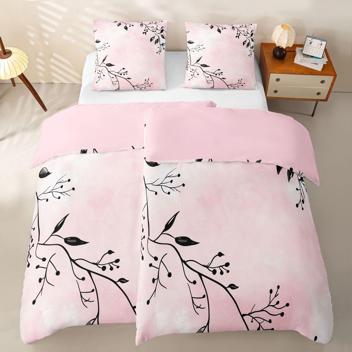 Homewish Kirschblüten Microfaser Bettwäsche 135x200 4teilig