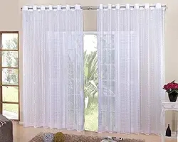 Cortina De Varão Voil Xadrez Branco 4,00x2,80 Sala Quarto
