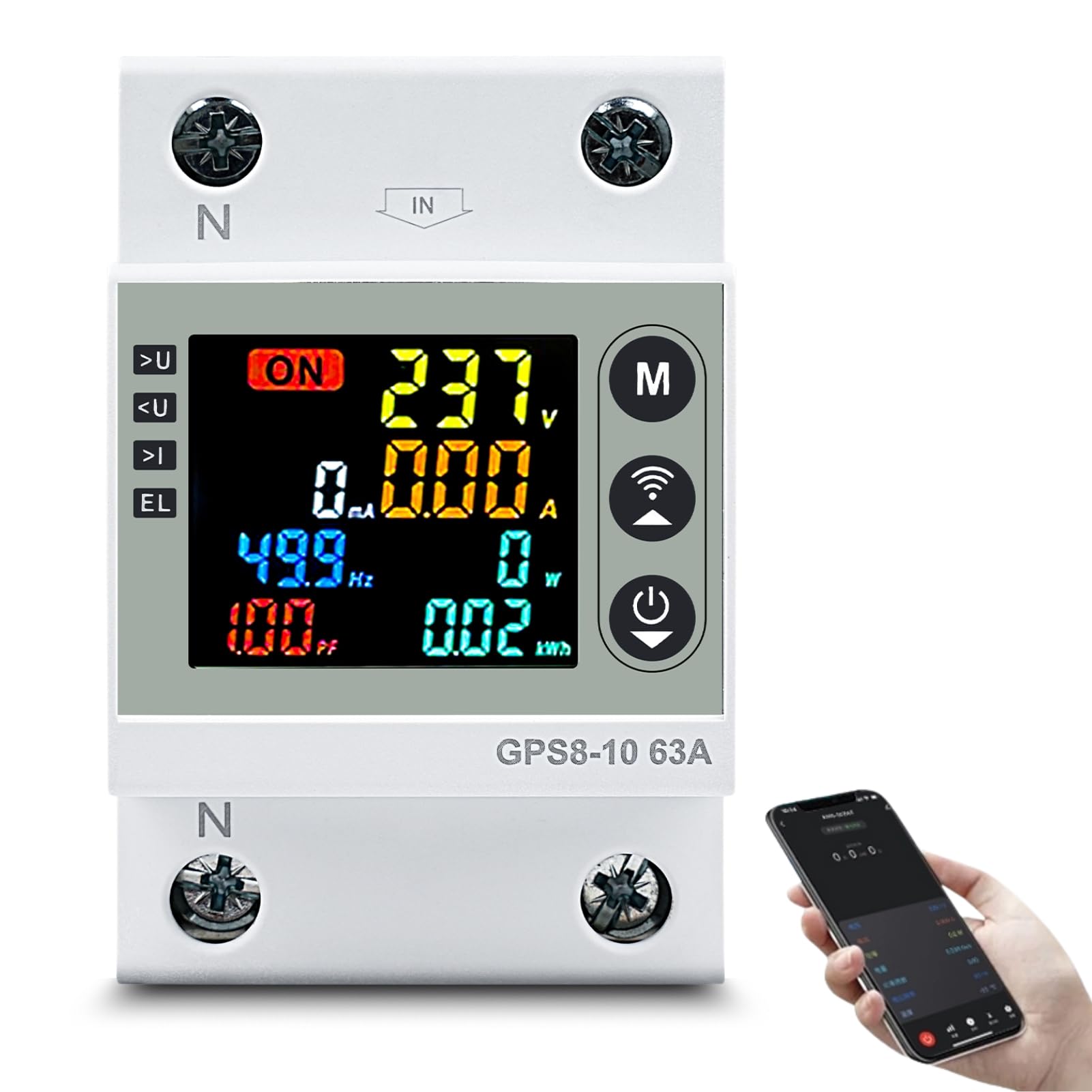 Tuya WiFi Smart Circuit Breaker 2P – Digitaler Stromzähler, Hutschiene, Über-/Unterspannungsschutz, 63A