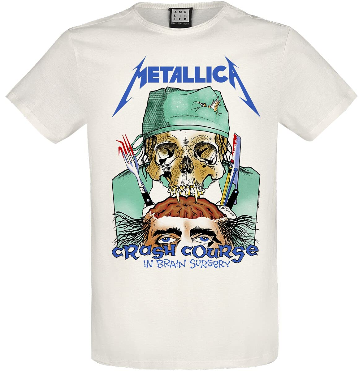 Metallica White Amplified Crash Course In Brain Surgery T-Shirt (Small)
