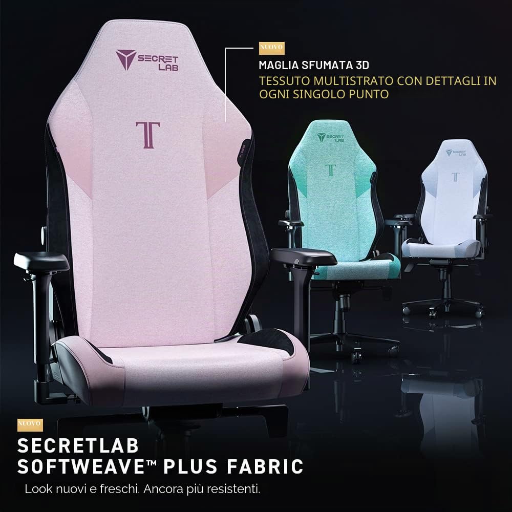 Secretlab Sedia da Gaming TITAN Evo Black3 - Sedia da Computer Reclinabile, Ergonomica & Comoda con Braccioli 4D, Cuscino per la Testa Magnetico & Supporto Lombare in 4 direzioni - Nero - Tessuto