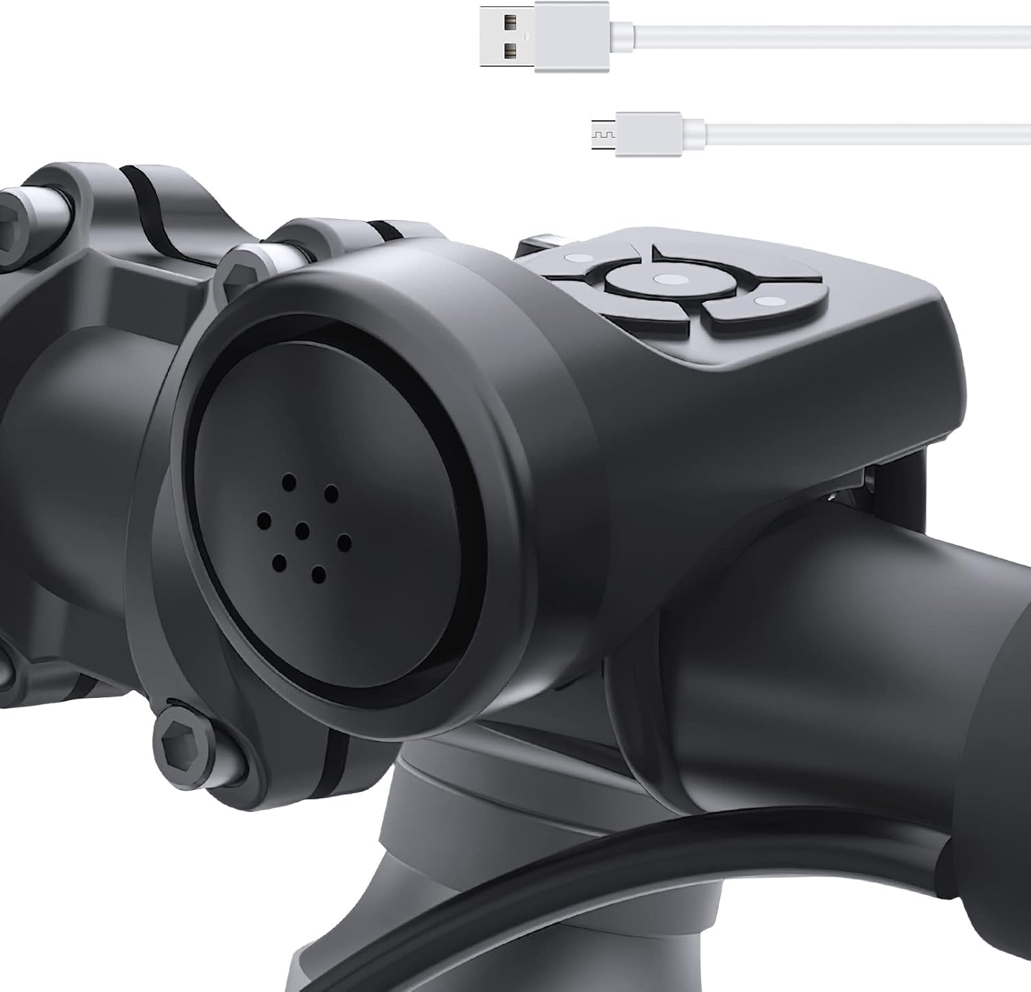 AquaFalcon Electric Bicycle Horn 140DB Loud Cycling Bell for Adults and Children - 4 Sound Modes, Rechargeable, Waterproof Smart Horn for Mountain and Road Bikes, Scooters