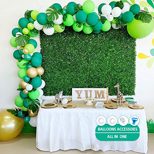MMTX 100Pcs Giungla Safari Decorazione Kit Arco Palloncini, Decorazioni Compleanno Festa della Ghirlanda Palloncini con Foglie di Palma Palloncini Lattice per Battesimo Bambino Nozze Decorazioni