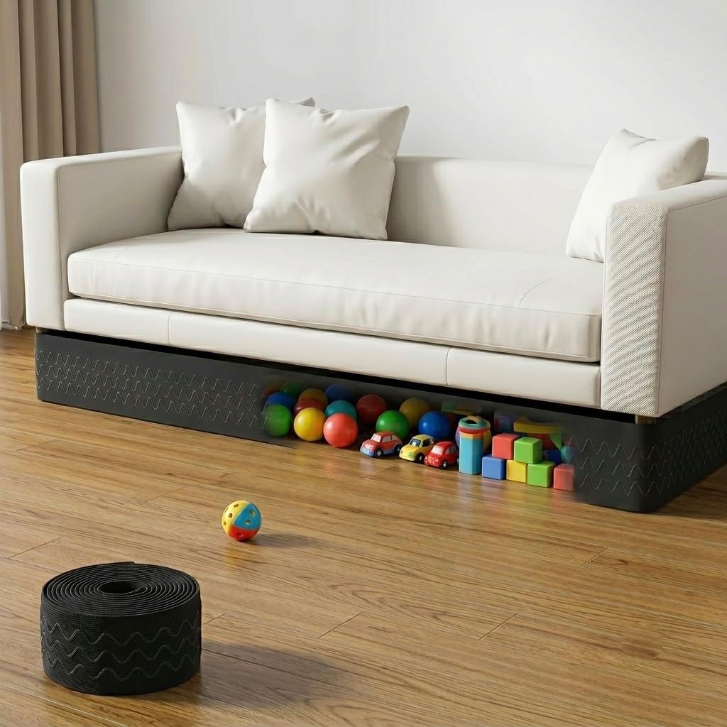 160" x 5" Under Sofa Toy Blocker for Kid and Pet, Adjustable Under Couch Stoppers, Long Elastic Strap Barrier Couch Guards for Bottom Standard Sofa, Bed & Furniture