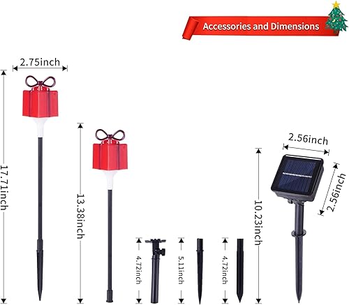 Miniatura 6 de BRIGHTDECK Paquete de 5 luces solares para caminos al aire libre, decoraciones de Navidad LED, caja de regalo colorida, luces de paisaje para