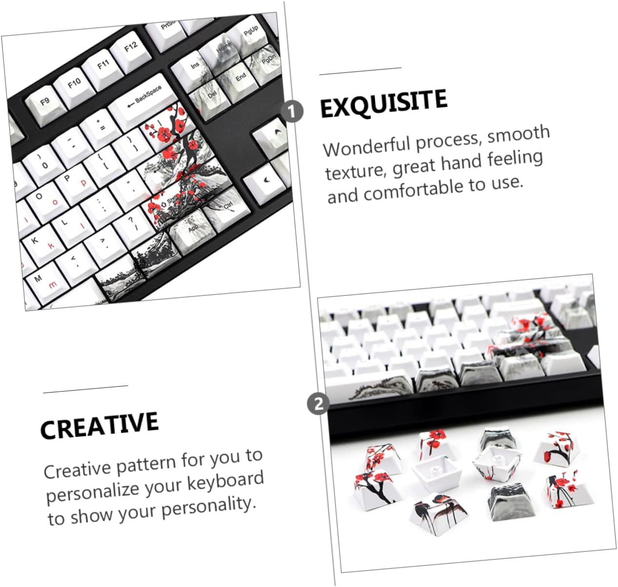 Gadpiparty 128Pcs Chic Pattern Keycaps Set for Mechanical Keyboard Computer Keycaps Design for Gaming and Typing