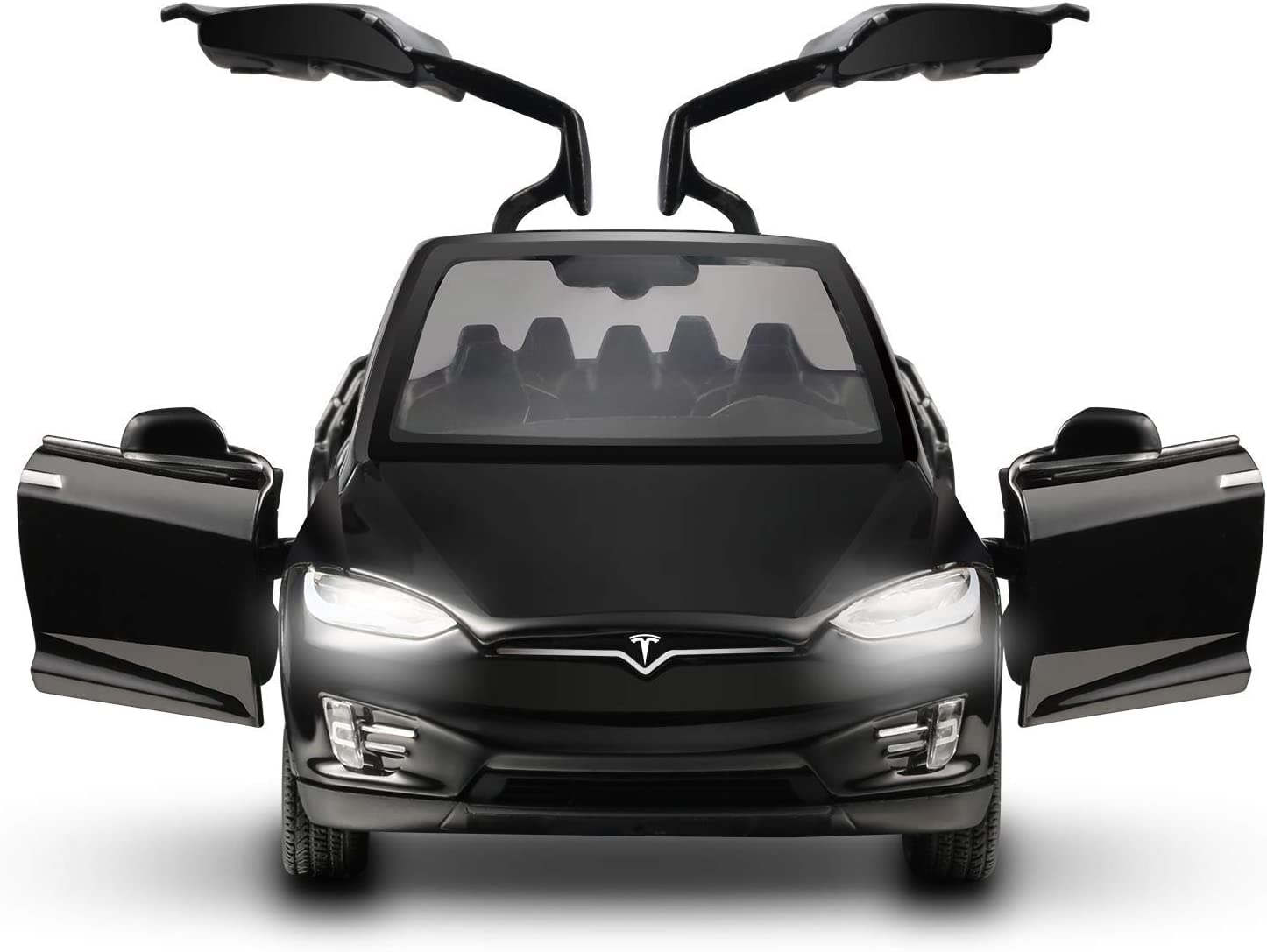 AMERTEER Pull Back Alloy Car Model 1:32 Car Model For Tesla Toy Car, Model X Toy Car with Sound and Light Mini Auto Toy for Kids (Black)