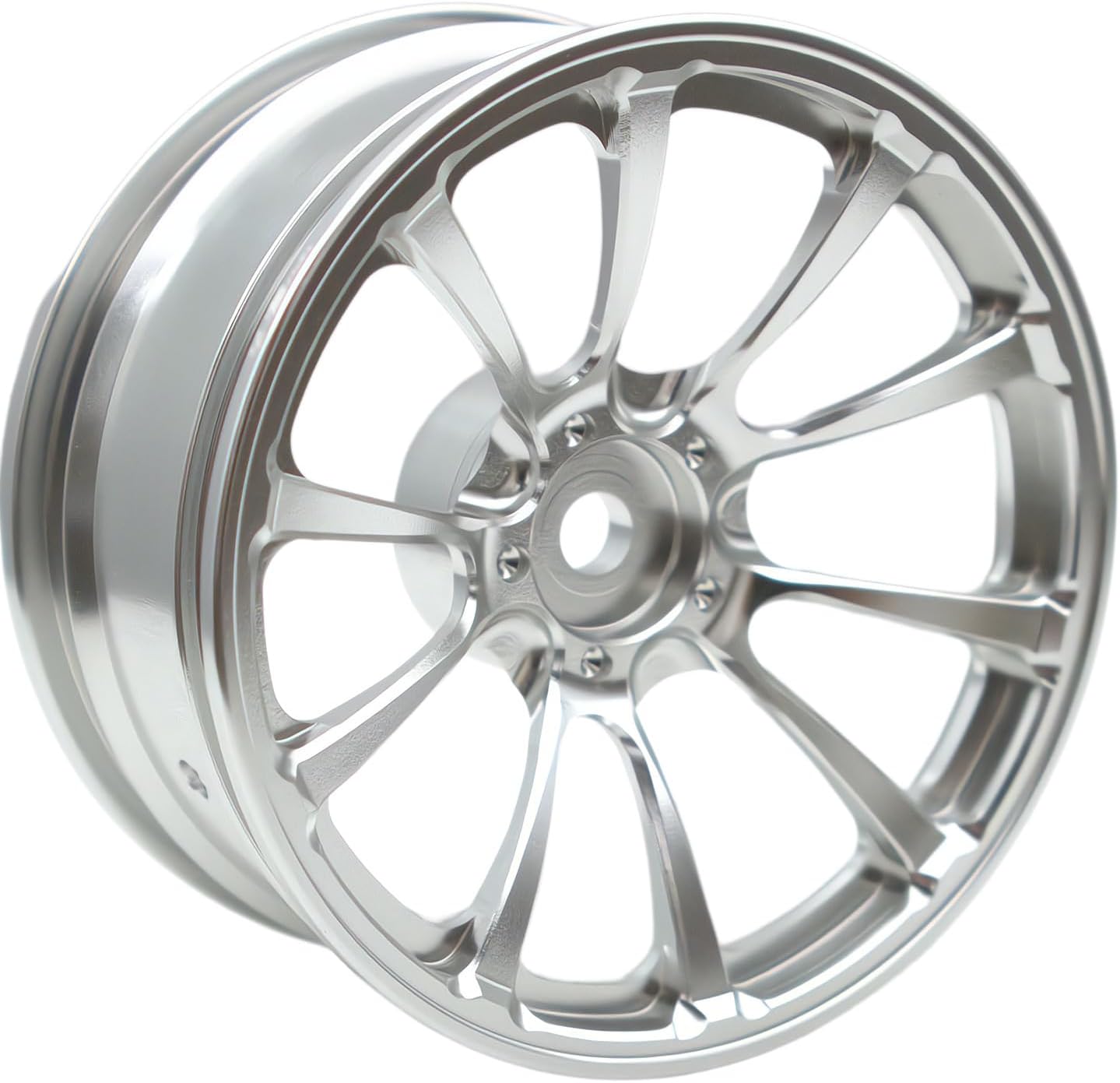 1/10 RC On Road Wheels Rims 12mm Hex Alloy Aluminum Drift Hubs for Scale Rally Racing Car Wheel Tamiya XV01 TA06 A959 PTG2 HPI KYOSHO HSP Touring Street Tyres 4PCS (PP2503 Silver)