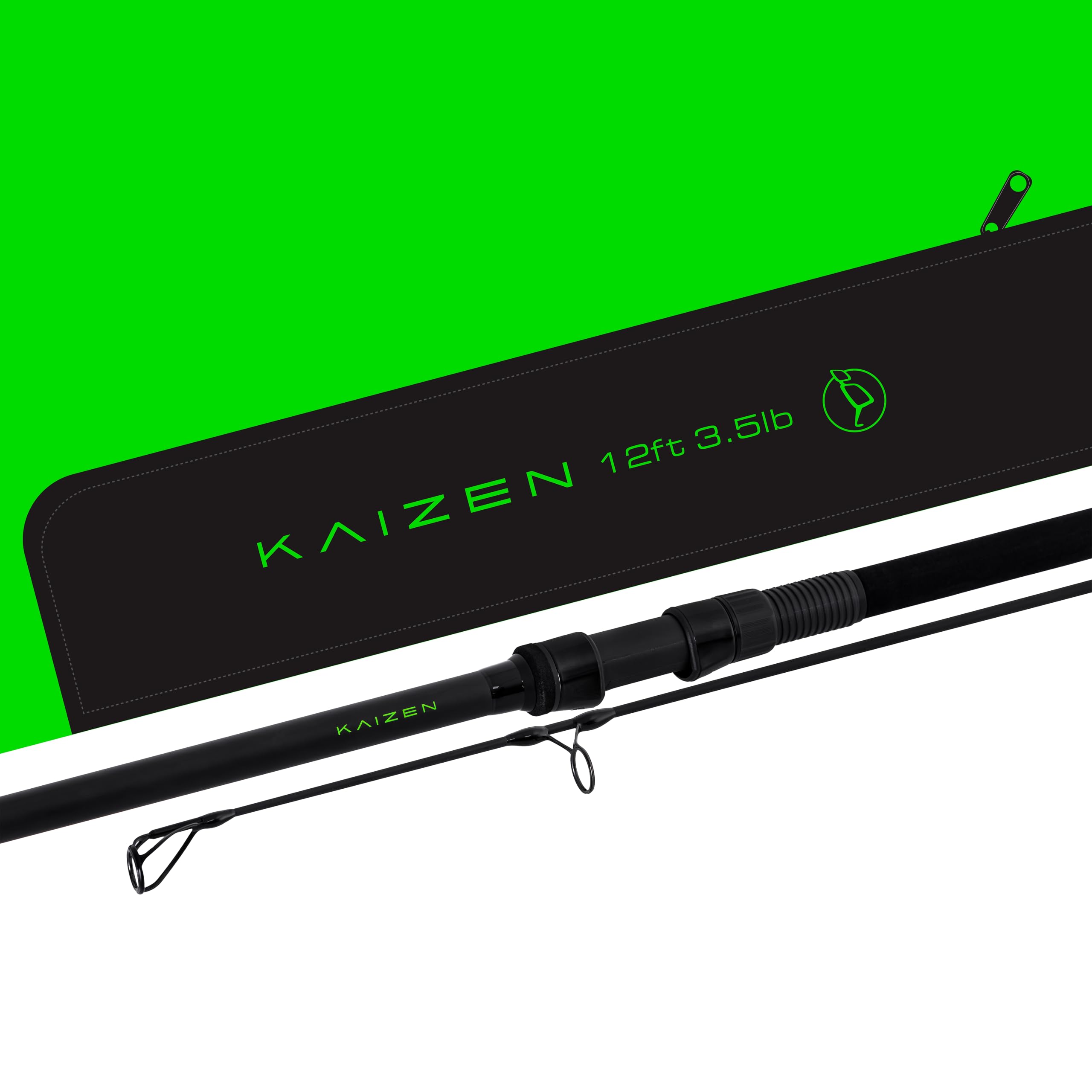 Korda Kaizen Green Carp Fishing Rods - Full Range of Sizes & Power Options High Performance, Long Casting, Budget-Friendly