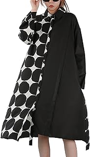 Womens Fall Casual Patchwork Funky Long Sleeve Designer Dress Loose Blouse GY2787 A - Buy now