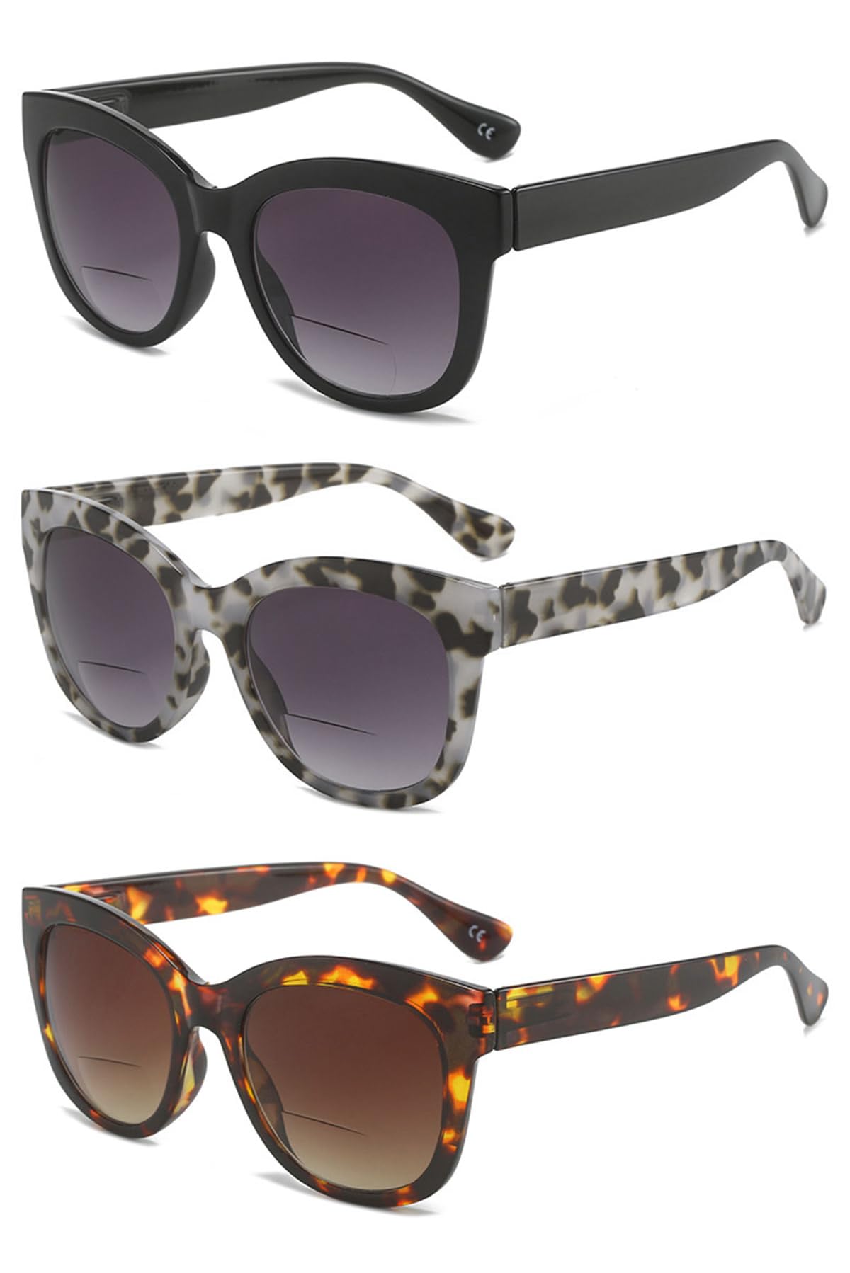 KOOSUFA Mode Bifokale Lesebrille mit Sonnenschutz Damen Progressive Sonnenbrille Lesesonnenbrille Blaulichtfilter Federscharnier Sonnenleser Outdoor Lesebrillen 1.0 1.5 2.0 2.5 3.0 3.5 4.0