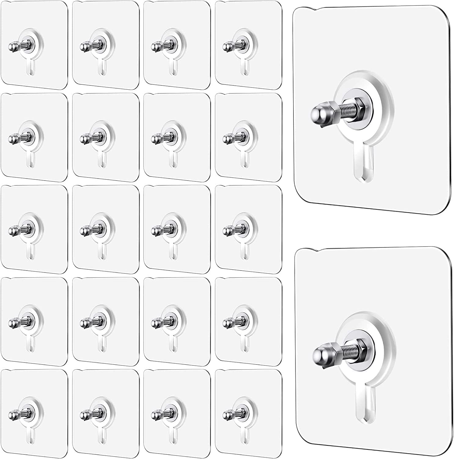 20 Pcs Self Adhesive Screw Hooks for Hanging | Heavy Duty Adhesive Wall Hooks for Wall Heavy Items | Sticker Screw Wall Hook Without Drilling, Nail Free Wall Hooks for Clothes Towels & Home-image-13