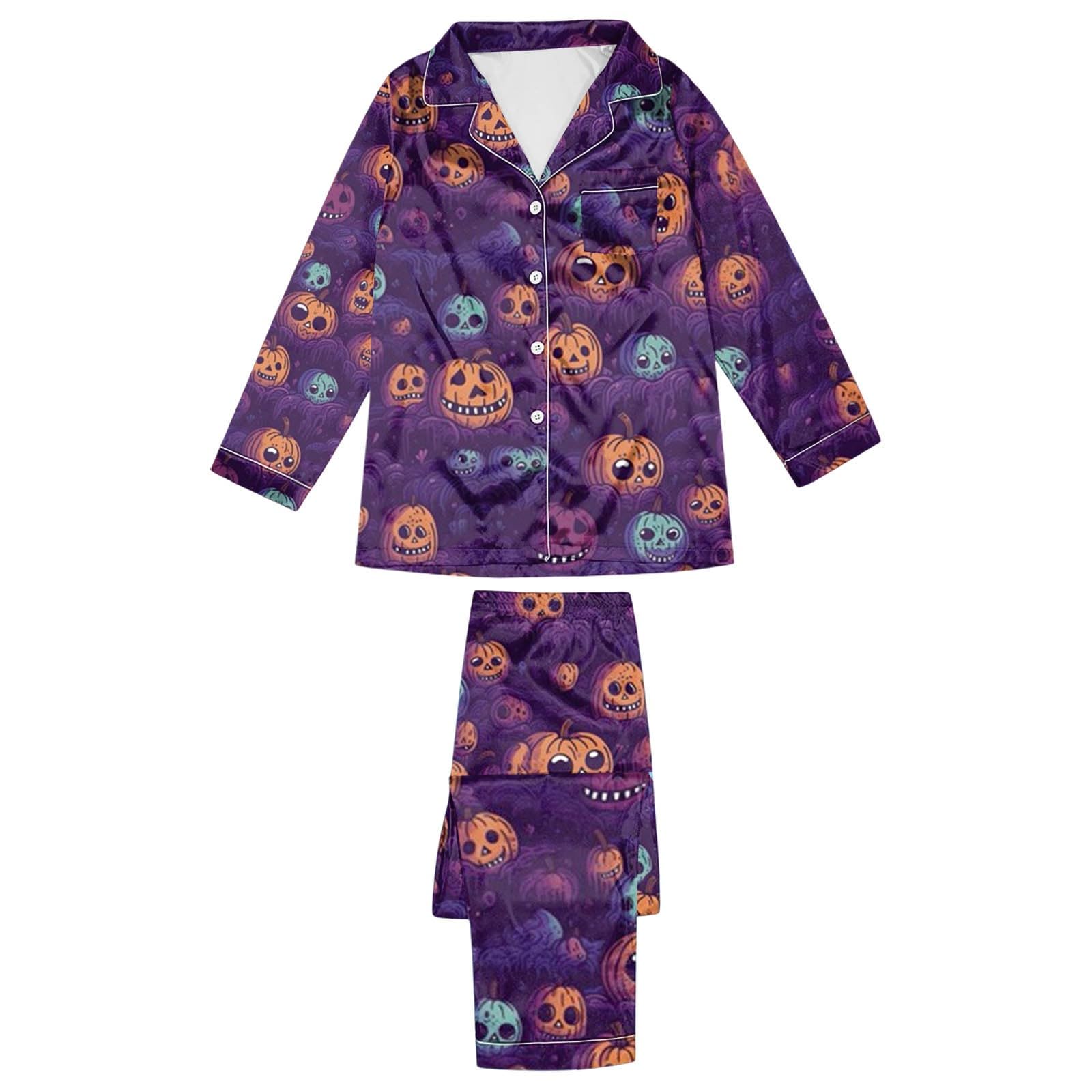 Genérico Pijama Mujer Algodon - Conjuntos de para Mujer con temática de Halloween Conjunto de Pantalones de Manga Larga Ropa de Estar cómoda para Noches acogedoras y relajación