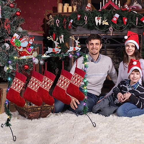 Lighted Christmas Stocking Holder Stand Hangers Modern Merry Christmas Believe Elk Cart Freestanding Stocking Holder Stand Hangers With 10 Ft String Lights 5 Hangers For Holiday Decor (Santa Style) #TOP5