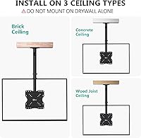 Vista 6 de WALI - Soporte de techo ajustable compatible con la mayoría de pantallas LED, LCD, OLED y plasma de 23 a 43 pulgadas, hasta 110 libras, agujeros