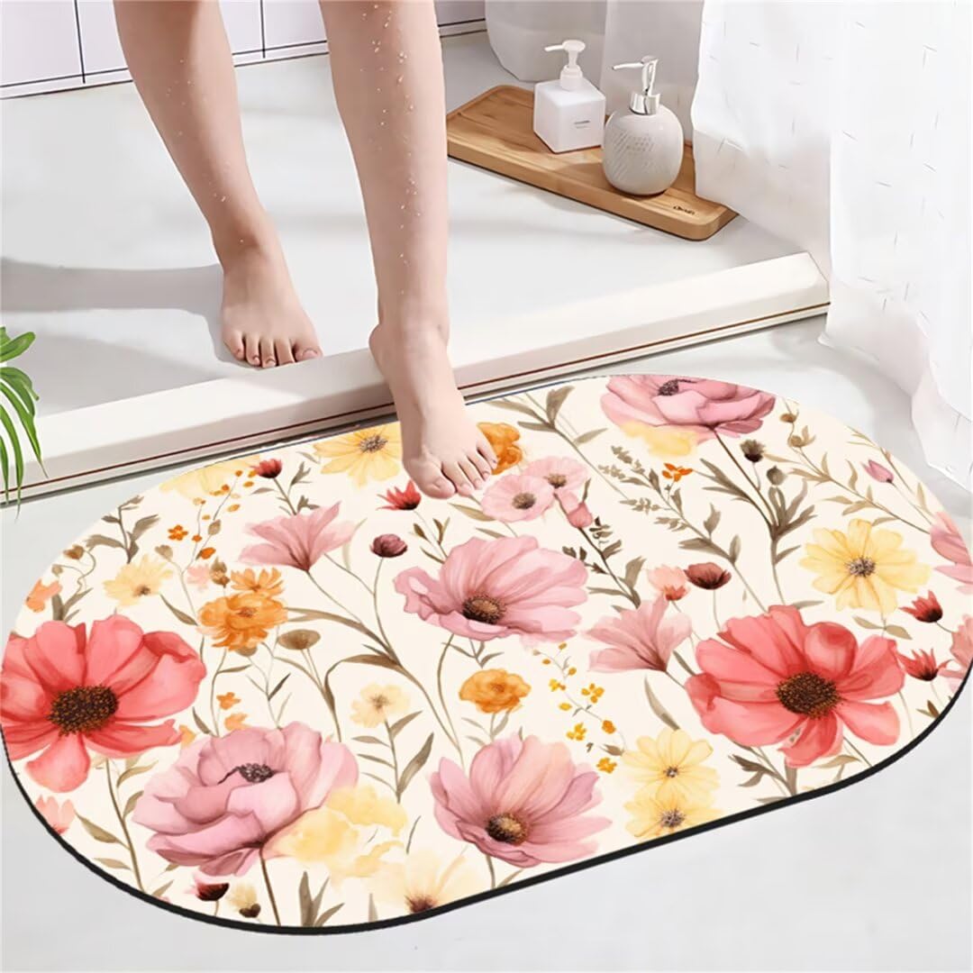 Badezimmerteppich Badematte rutschfest Badematte Badteppich Badvorleger 80x150cm Badematten Badteppiche Duschmatte rutschfest, Duschvorleger Badezimmermatte rutschfest Stein Badematte Square