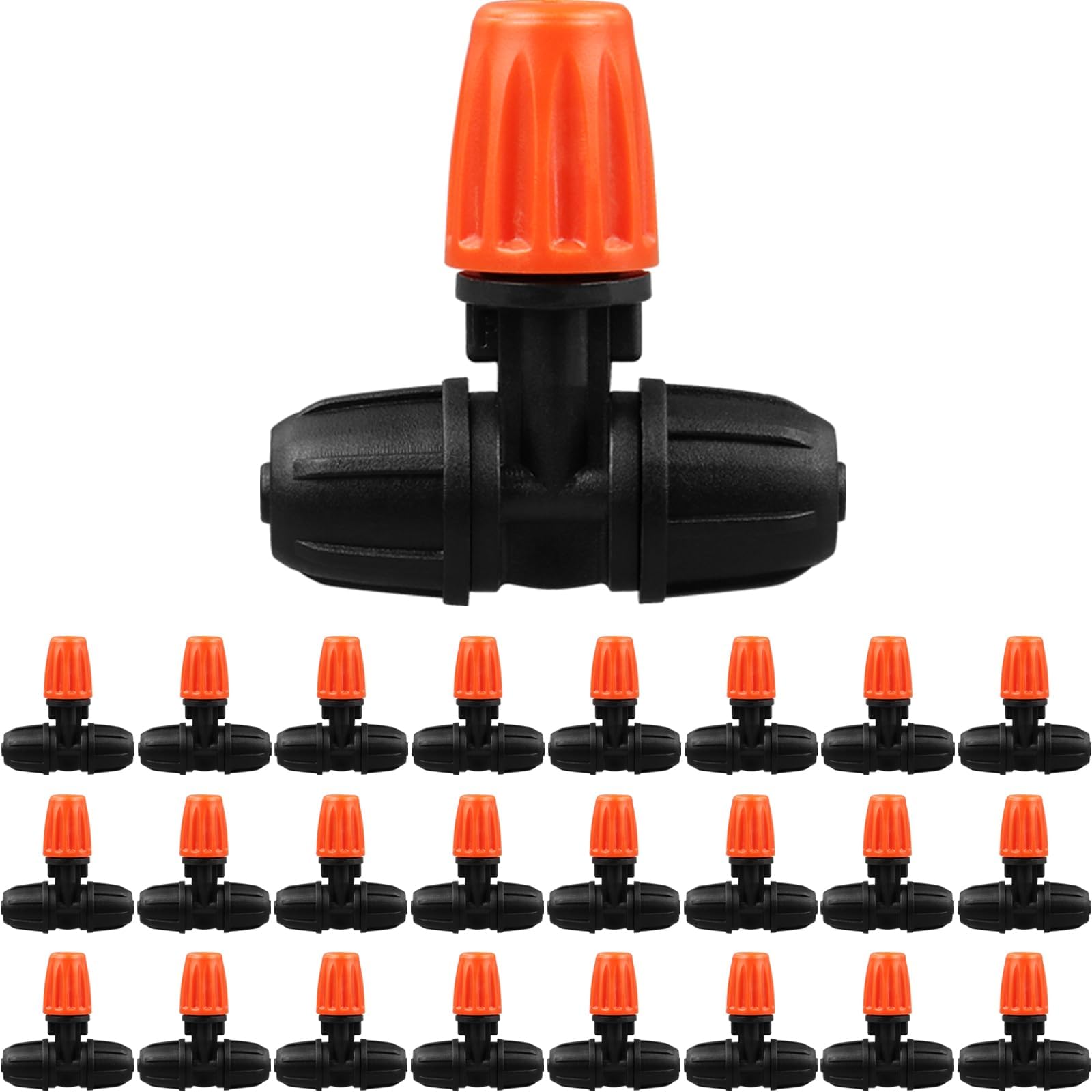– NALACAL Micro Spray Irrigation Drippers - 25 Pcs Three-Way Atomizing Nozzle Set for 1/4 Inch Tubing | Lock Barbed Drip Line Emitters for Patio, Garden, Greenhouse Sprinkler Systems