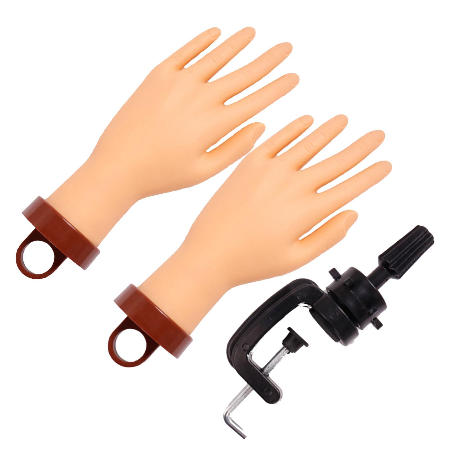 BETOOKY Mano de Silicona para Practicar Uñas con Diseño Flexible y Tacto Realista, Soporte de Mesa Incluido, Adecuado para Entrenamiento en Manicura en Escuela y Salón