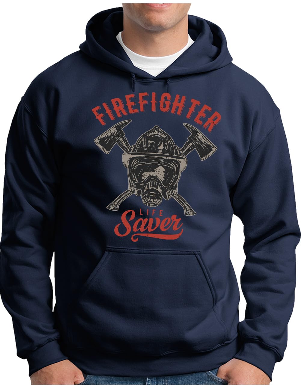 Sweat à capuche homme pompier bleu marine chaud et résistant contre le froid - 5
