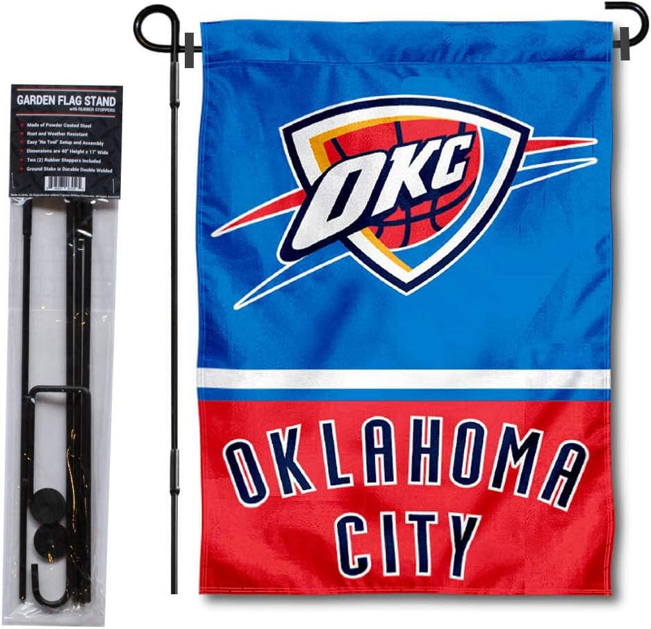 Oklahoma City Thunder Garden Flag with Stand Holder