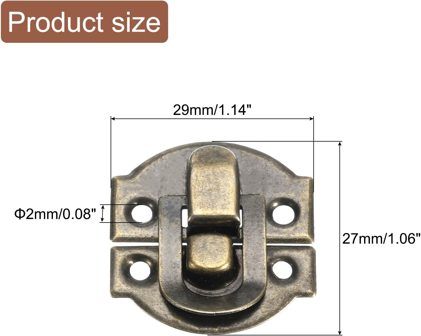 8 Pcs Hasp Clasp Latch Lock, 29 x 27mm Decorative Retro Box Toggle Latch Metal Buckle Hasp Lock with Screws for Jewelry Box Suitcase Toolbox Wooden Case, Bronze