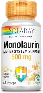 Solaray, Monolaurin 500mg (Glycerylmonolaurat aus Kokosnuss), 60 Vegetarische Kapseln, natürliche Kokusnussquelle
