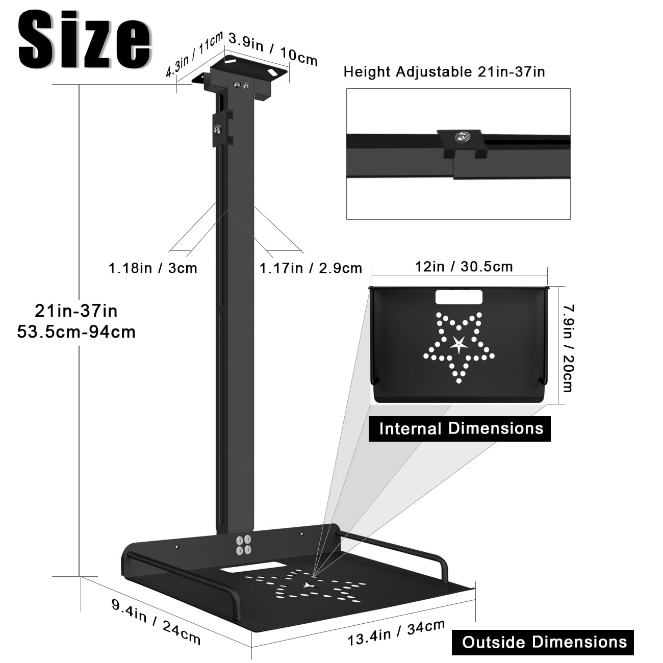 Laser Projector Adjustable Projector Ceiling Mount With Tray - 13-21.6 ...