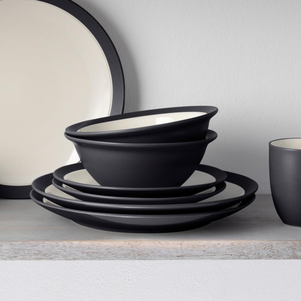 Noritake Colorwave Graphite Set of 4 Curve Cereal Bowls, 7", 22 oz.
