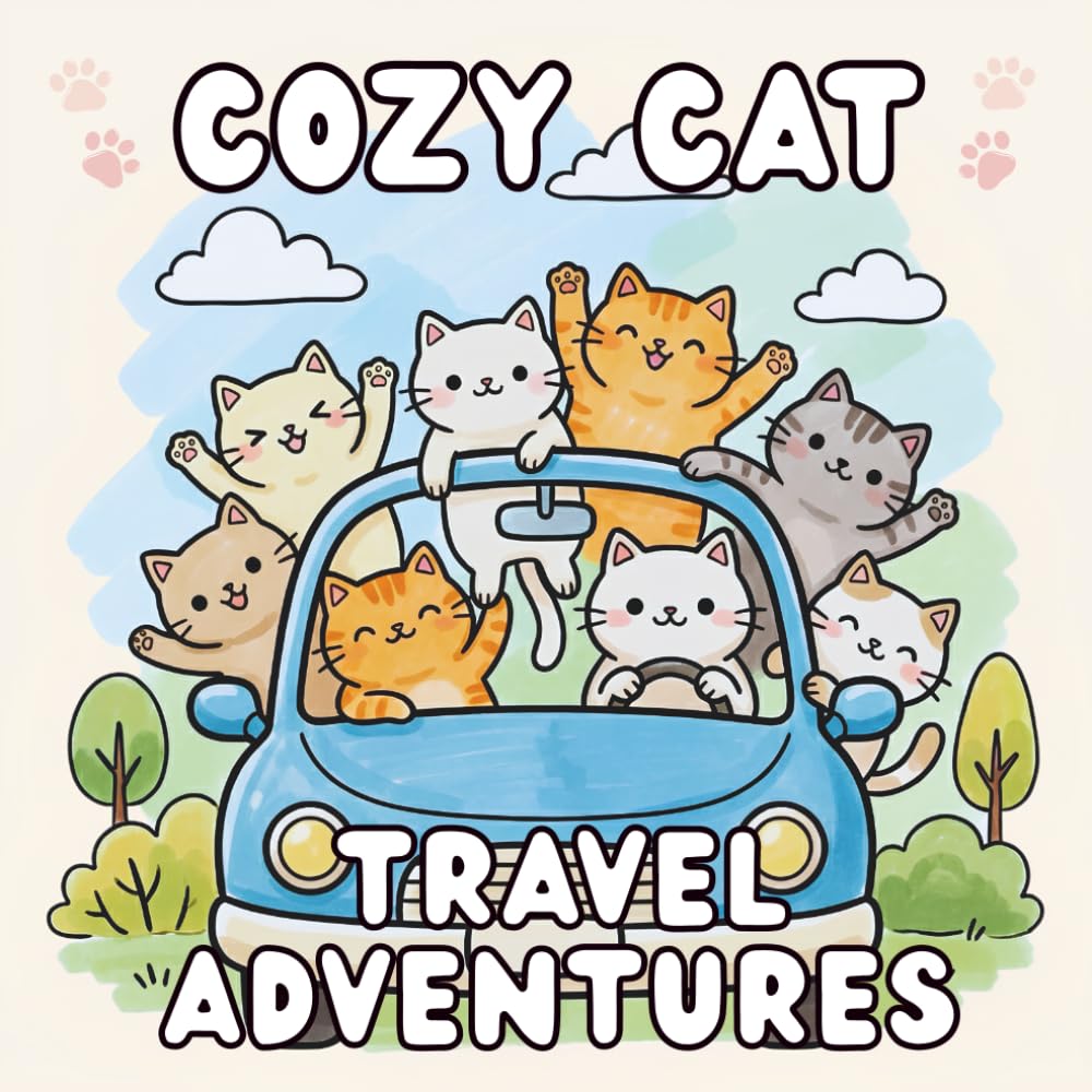 Cozy Cat Travel Adventures Coloring Book: A Cute and Relaxing Coloring Book for Adults and Kids Featuring Adorable Cats on Fun Travel Journeys (Cozy Cat Coloring Book Series)