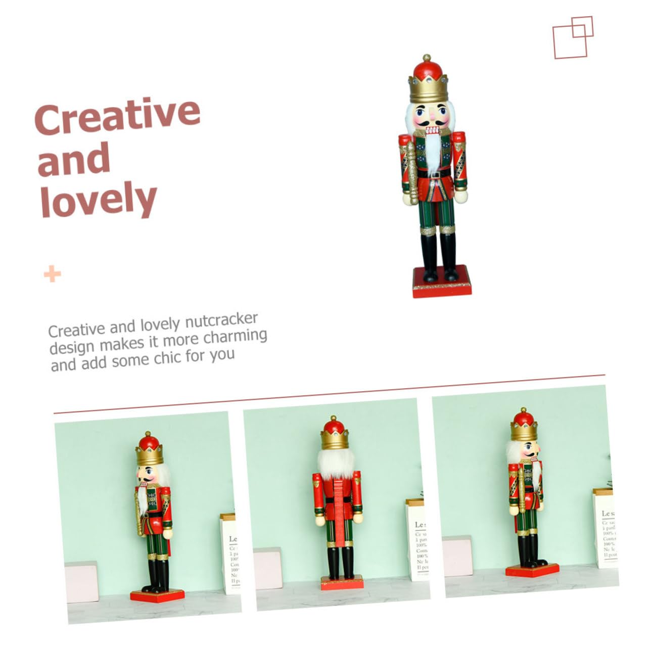 Cabilock 2 Pièces Roi Casse-Noix Noël Lumière Soldat Fée Officier De Plein Air Décoration De Jardin Casse-Noix De Bureau Casse-Noix De Décoration De Casse-Noisette Rouge Bois