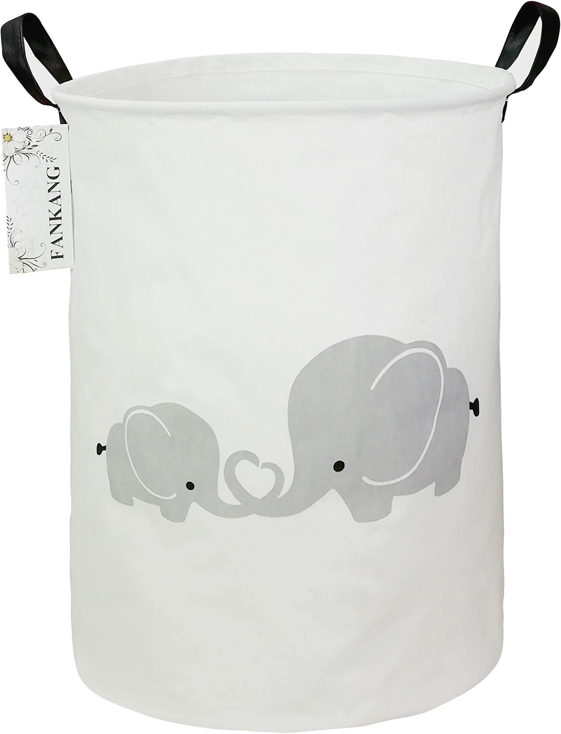 HUUMONSS Kinder Wäschekorb Faltbar - Fuchs & Bär Design 36L Weiß