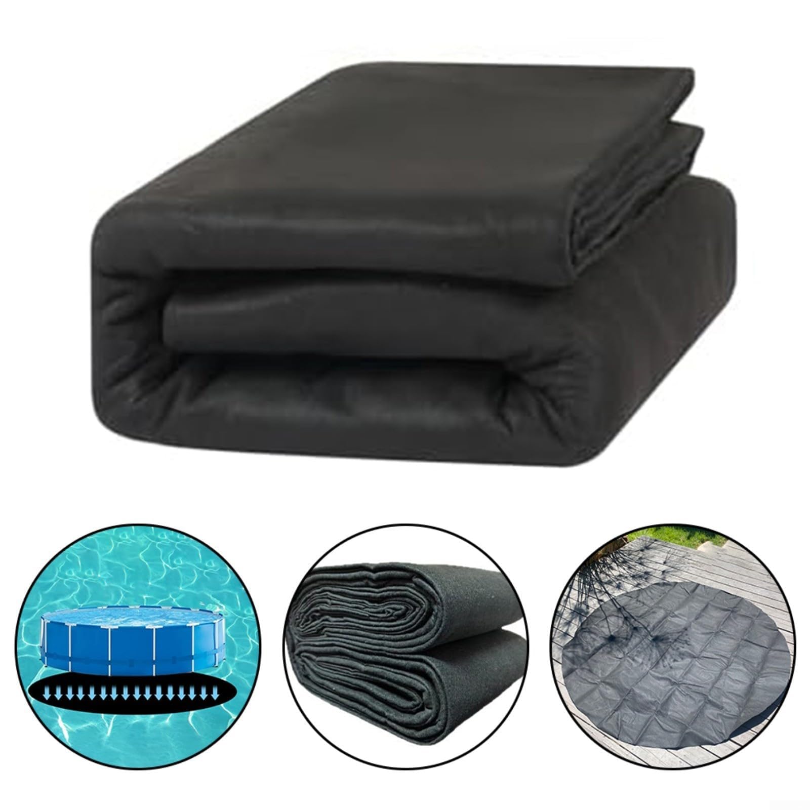 FACAIIO Tapis de piscine rond de, tapis piscine epais pour villa, cour, pour villas de loisirs 5.5 m