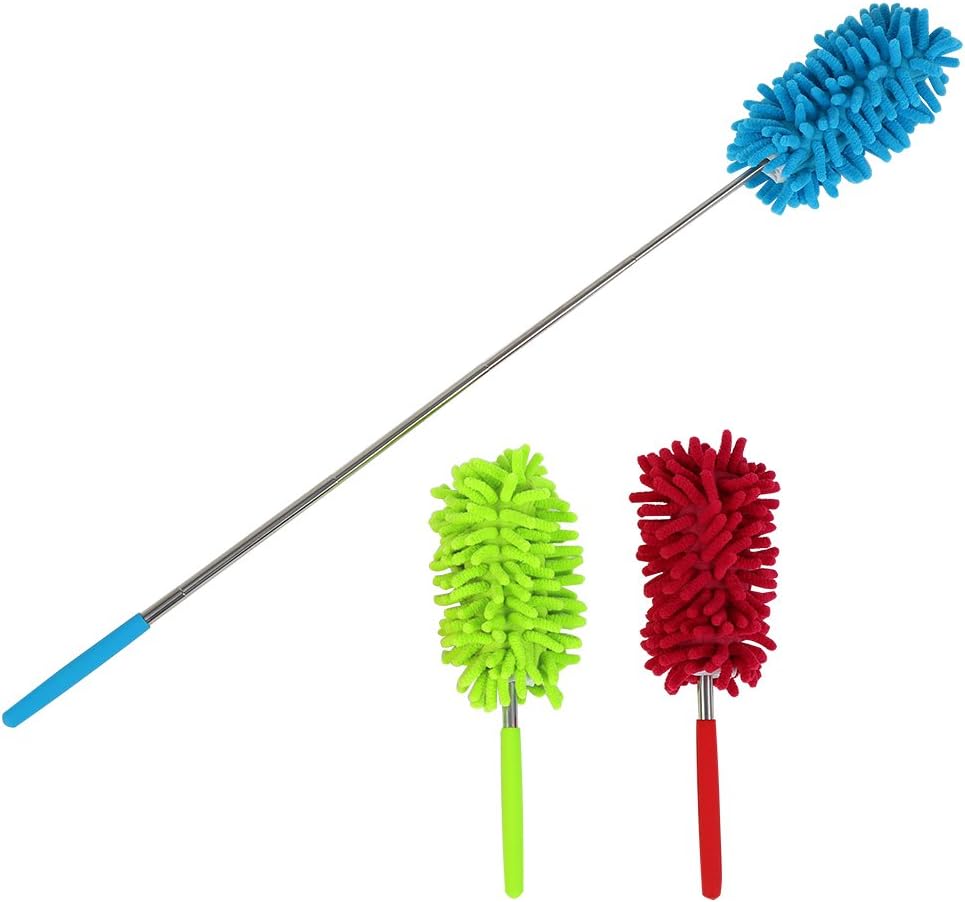 MaguuLong-Reach Washable Dusting Brush with Telescoping Pole,Retractable Extendable Flexible Microfiber Duster for Home Car and Office(Set of 3)