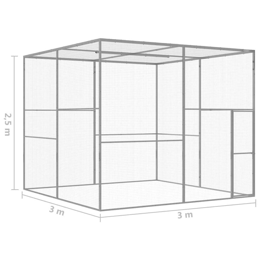 vidaXL Katzenkäfig 3x3x2,5 m Verzinkter Stahl