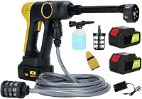 Lavadora de Alta Pressão Portátil Sem Fio 21V Super Potente, Recarregável, Bivolt, com 2 Baterias de Longa Duração Ideal para Lavar Carros, Motos, Calçadas, Telhados e Limpeza Pesada!