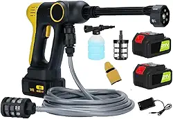 Lavadora de Alta Pressão Portátil Sem Fio 21V Super Potente, Recarregável, Bivolt, com 2 Baterias de Longa Duração Ideal para Lavar Carros, Motos, Calçadas, Telhados e Limpeza Pesada!
